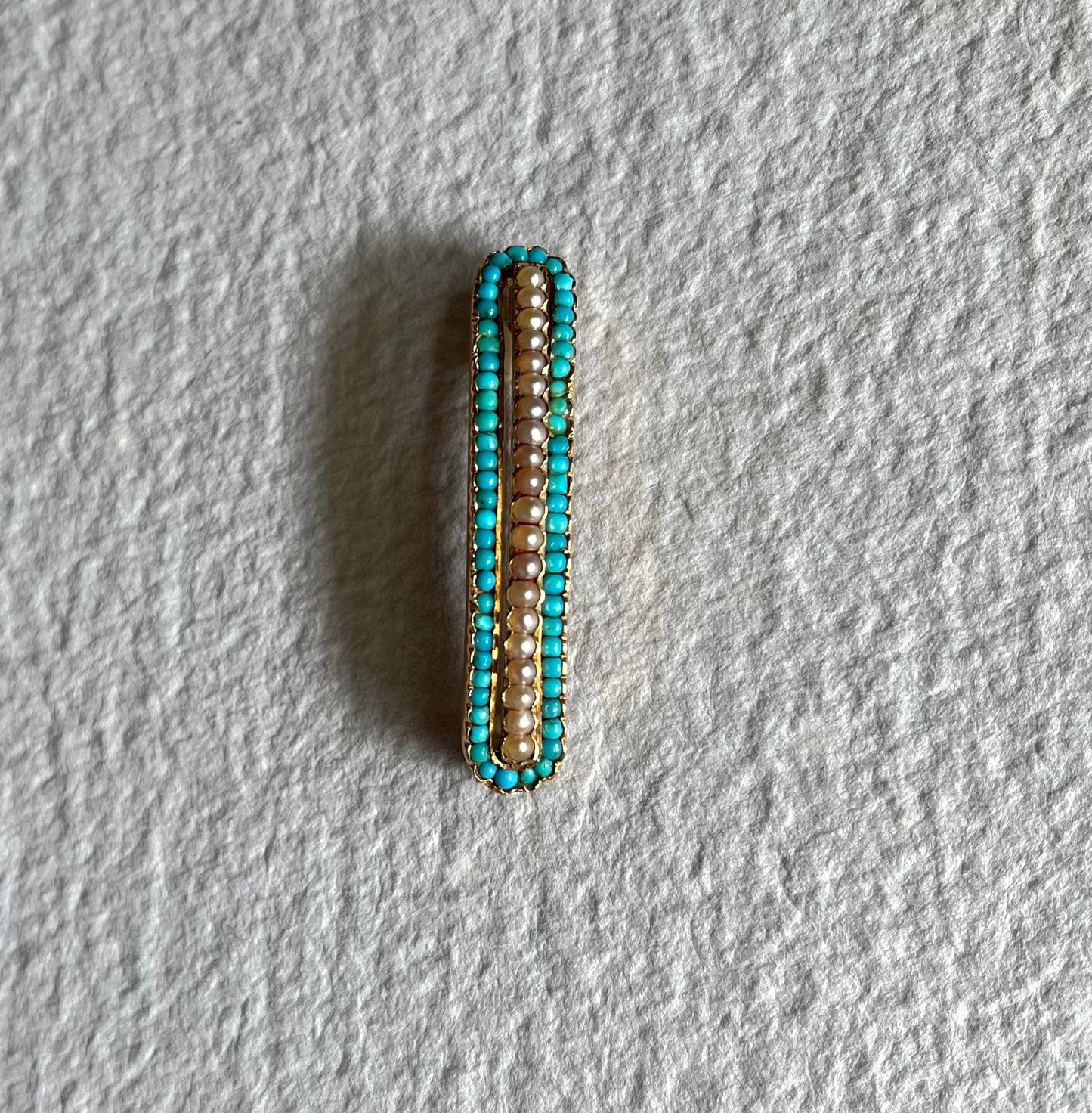 French Edwardian Turquoise and Pearl Brooch Belle Epoque