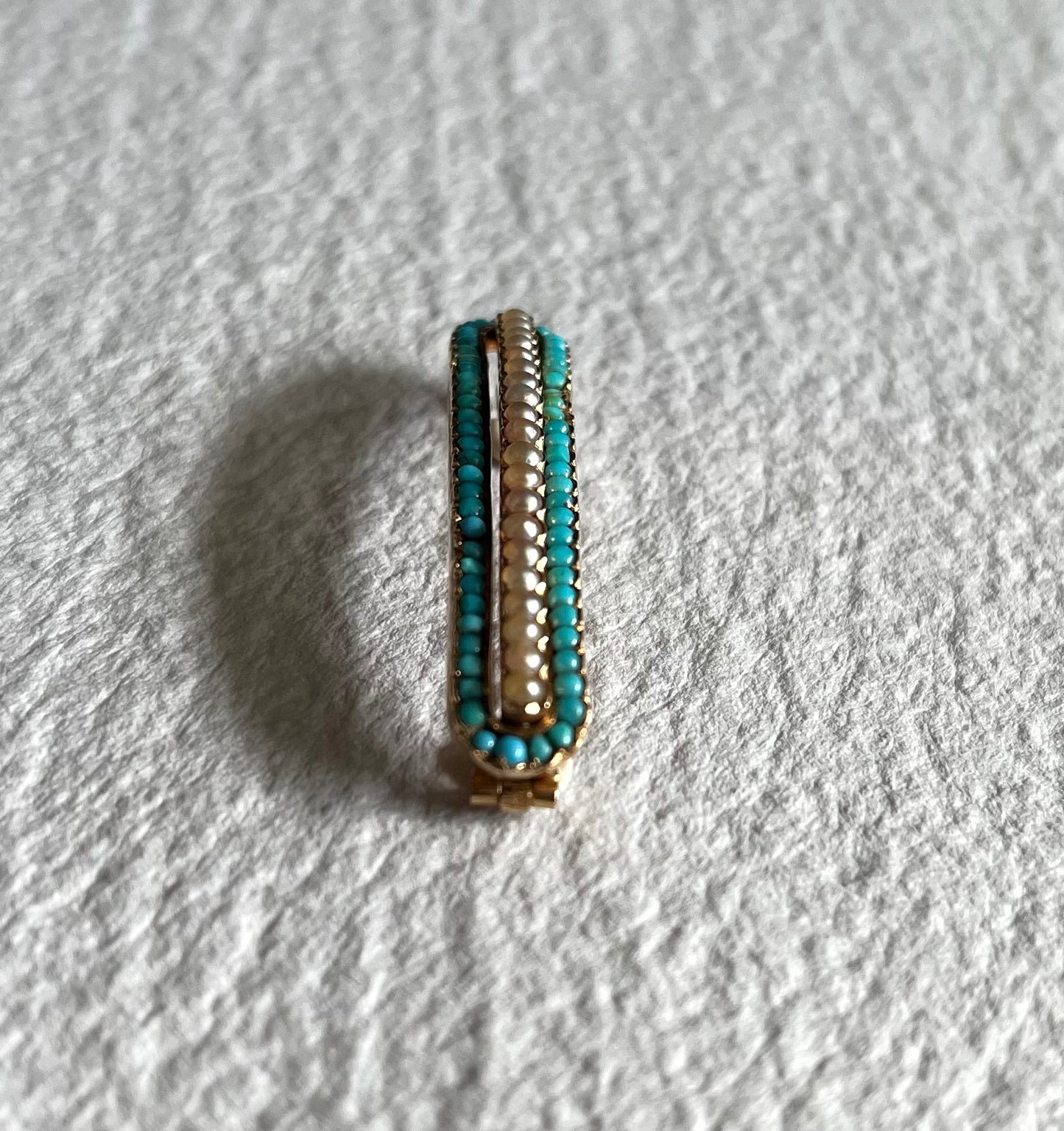 French Edwardian Turquoise and Pearl Brooch Belle Epoque