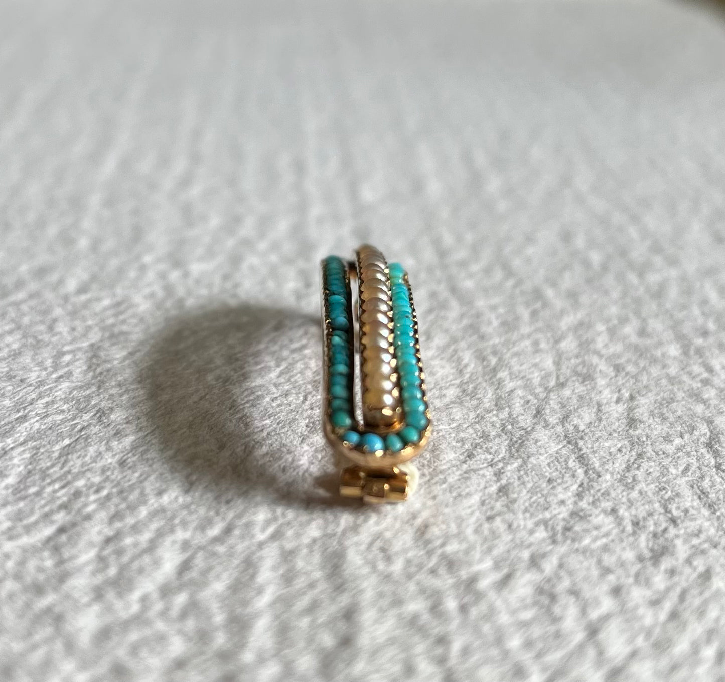 French Edwardian Turquoise and Pearl Brooch Belle Epoque