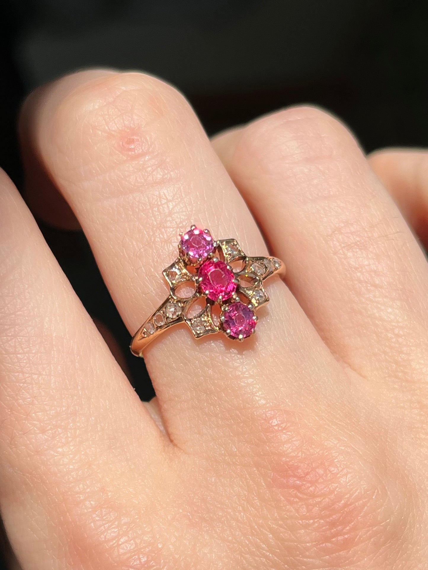 French Antique 18K Ruby and Diamond Ring