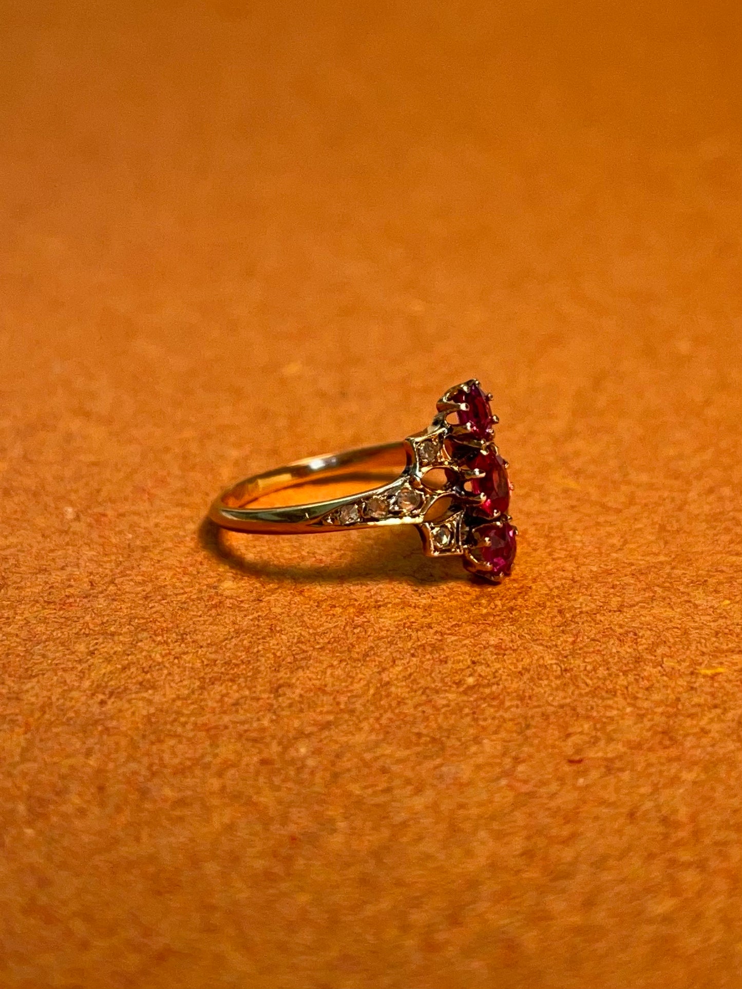 French Antique 18K Ruby and Diamond Ring