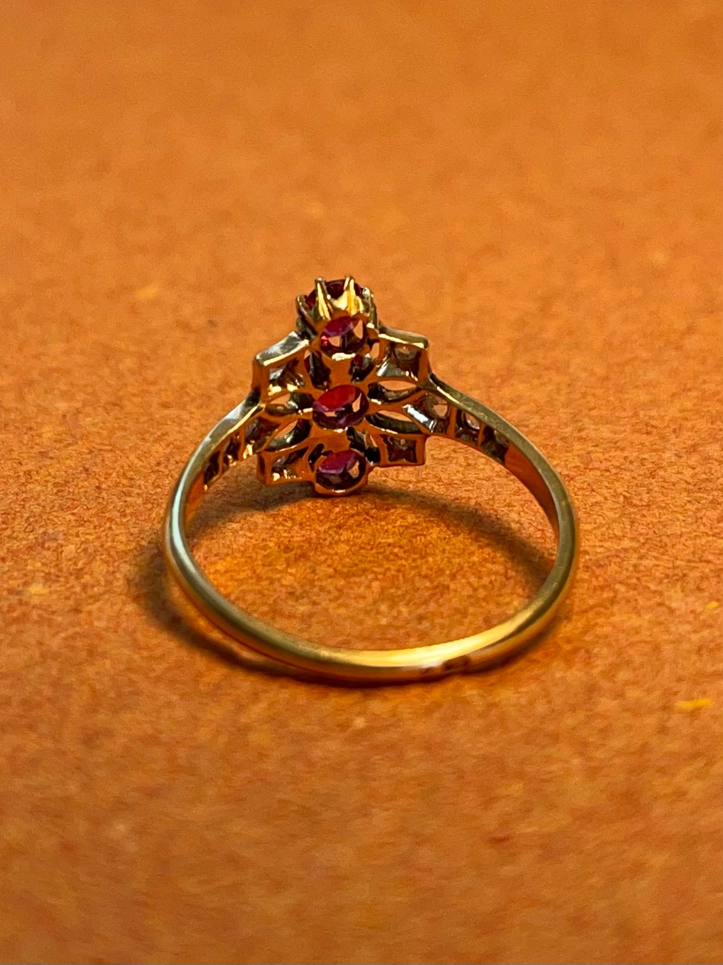 French Antique 18K Ruby and Diamond Ring