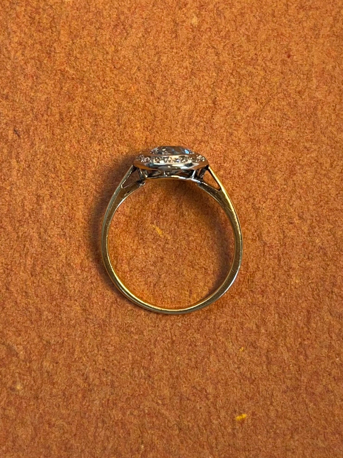 Vintage Aquamarine and Diamond Halo Ring in 14K and Platinum