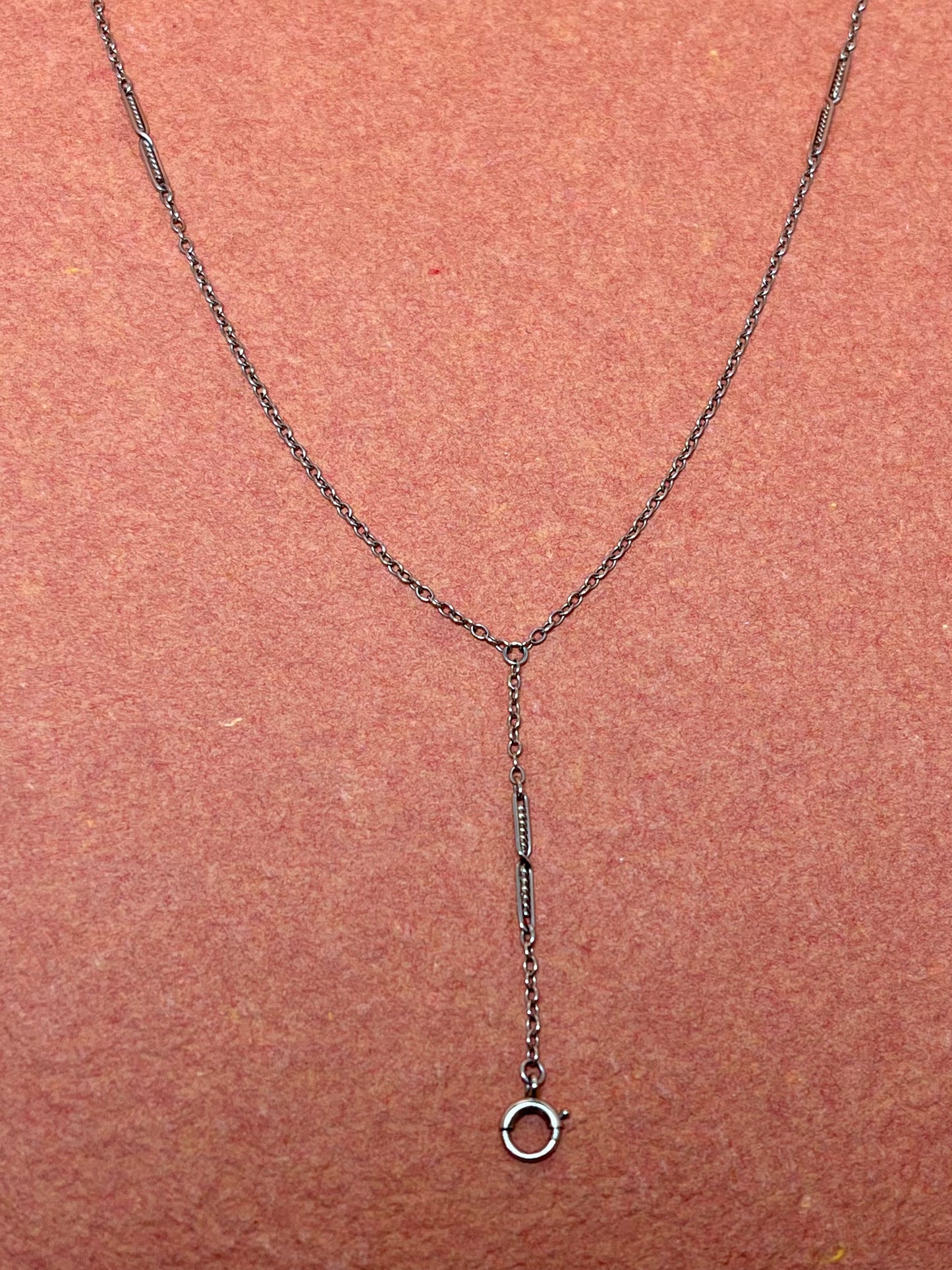 Antique 14K White Gold Lariat Chain