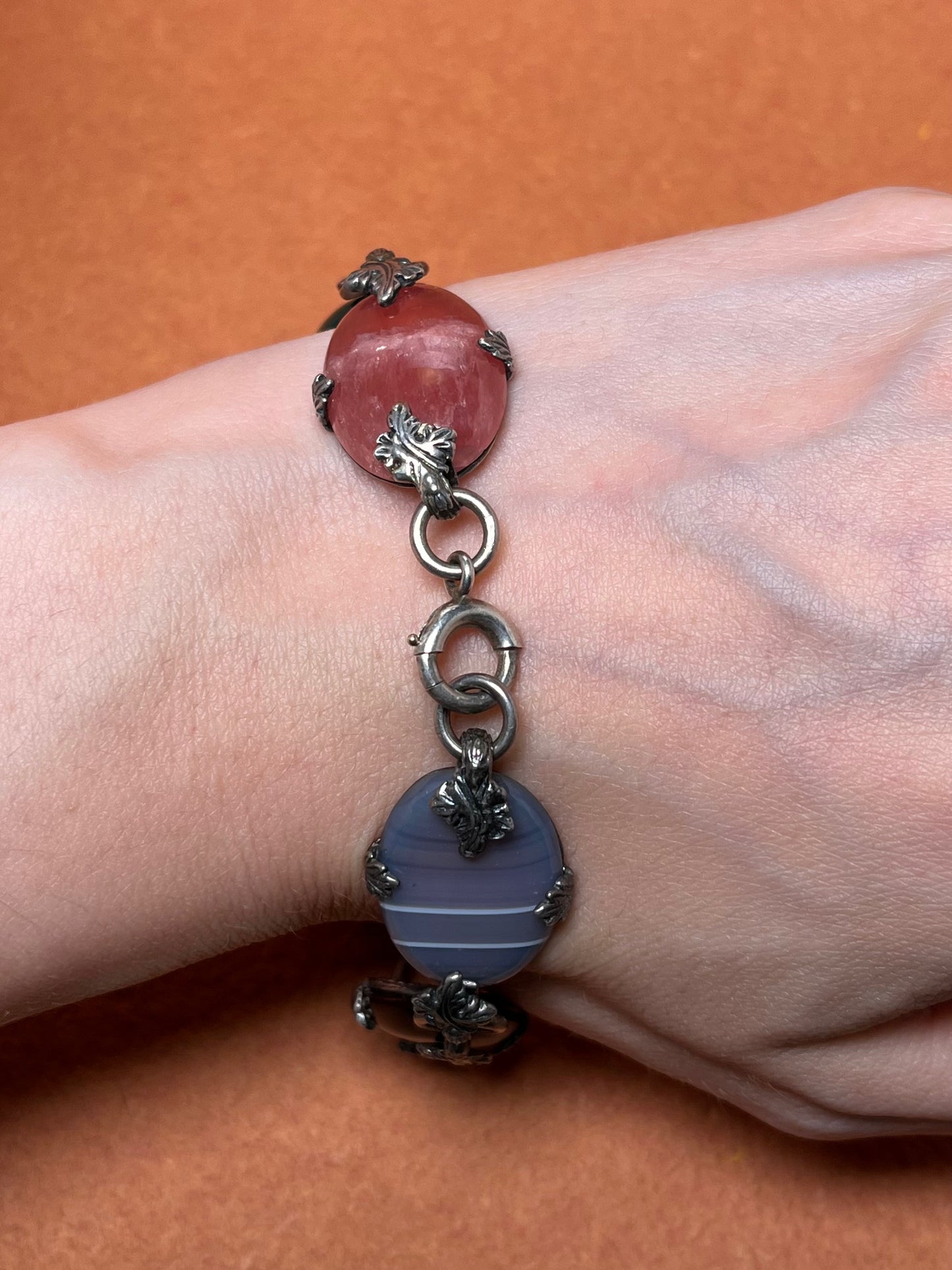 Antique Scottish Specimen Agate Bracelet in Sterling c. 1900