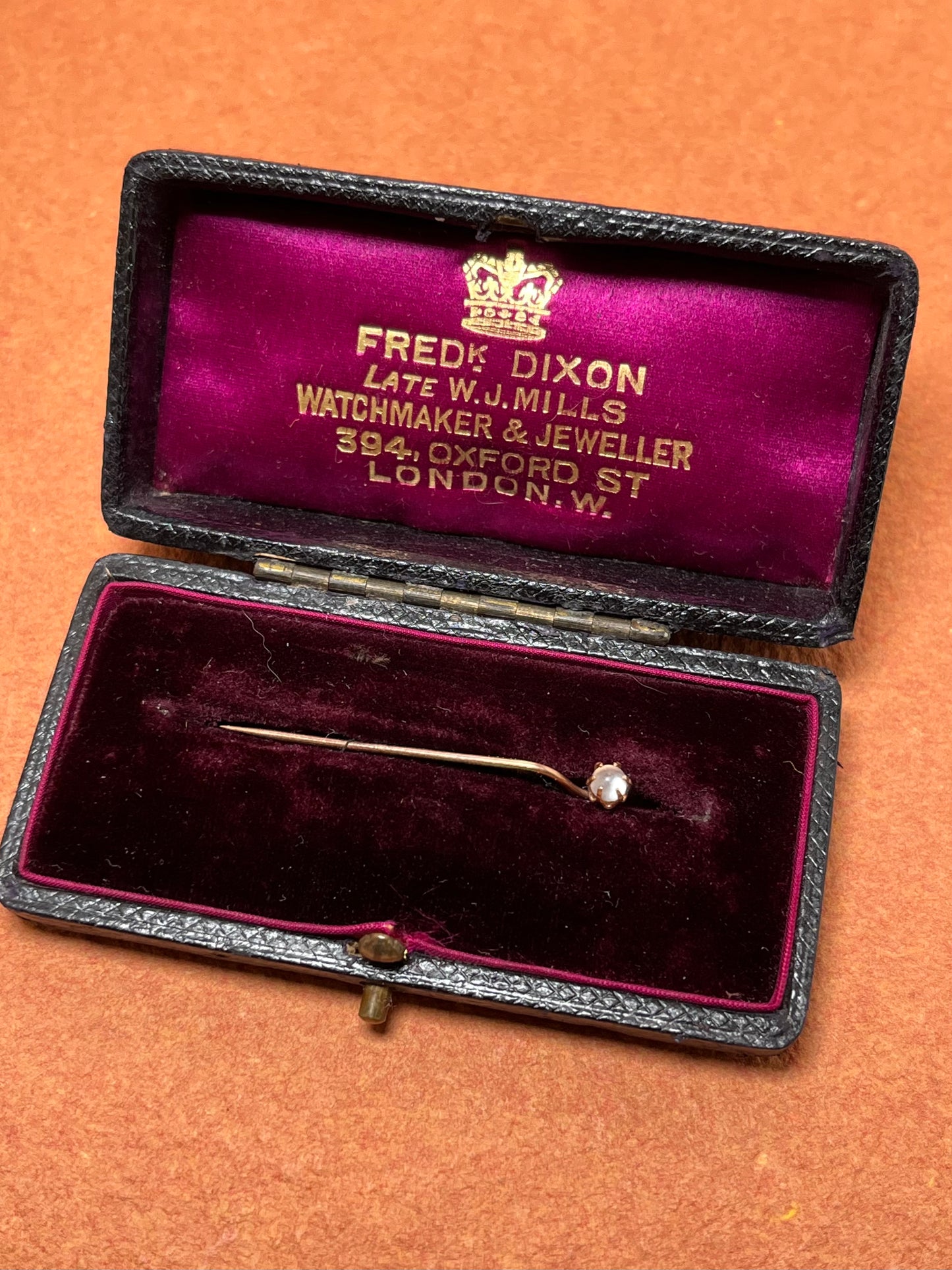 Antique 10K Tiny Stick Pin with Moonstone Orb