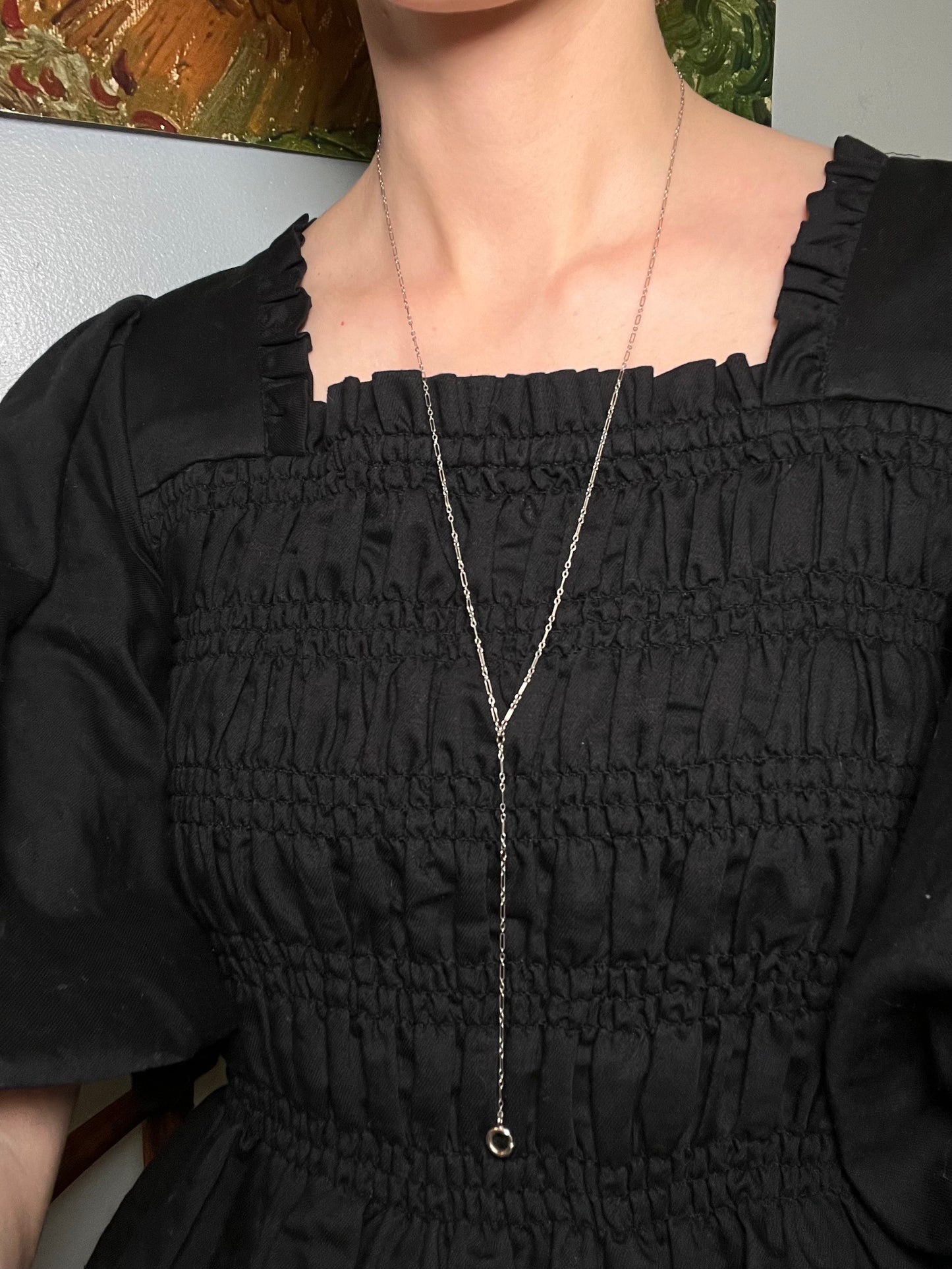 Antique White Gold Filled Lariat Chain
