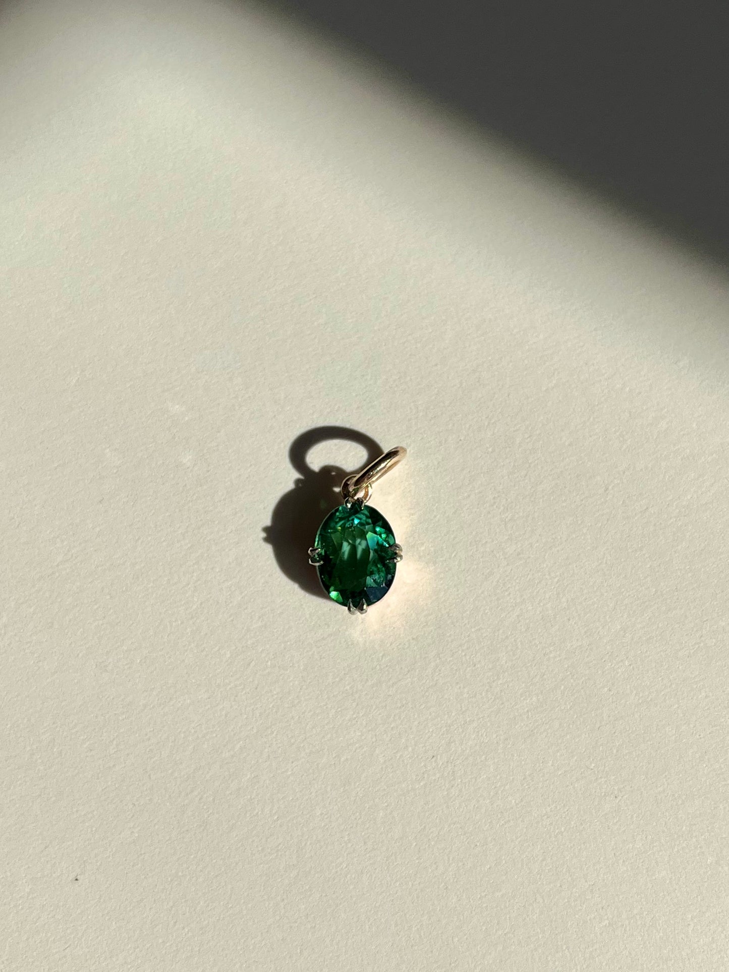 Antique Green Tourmaline Converted Pendant in 9 and 18K Gold