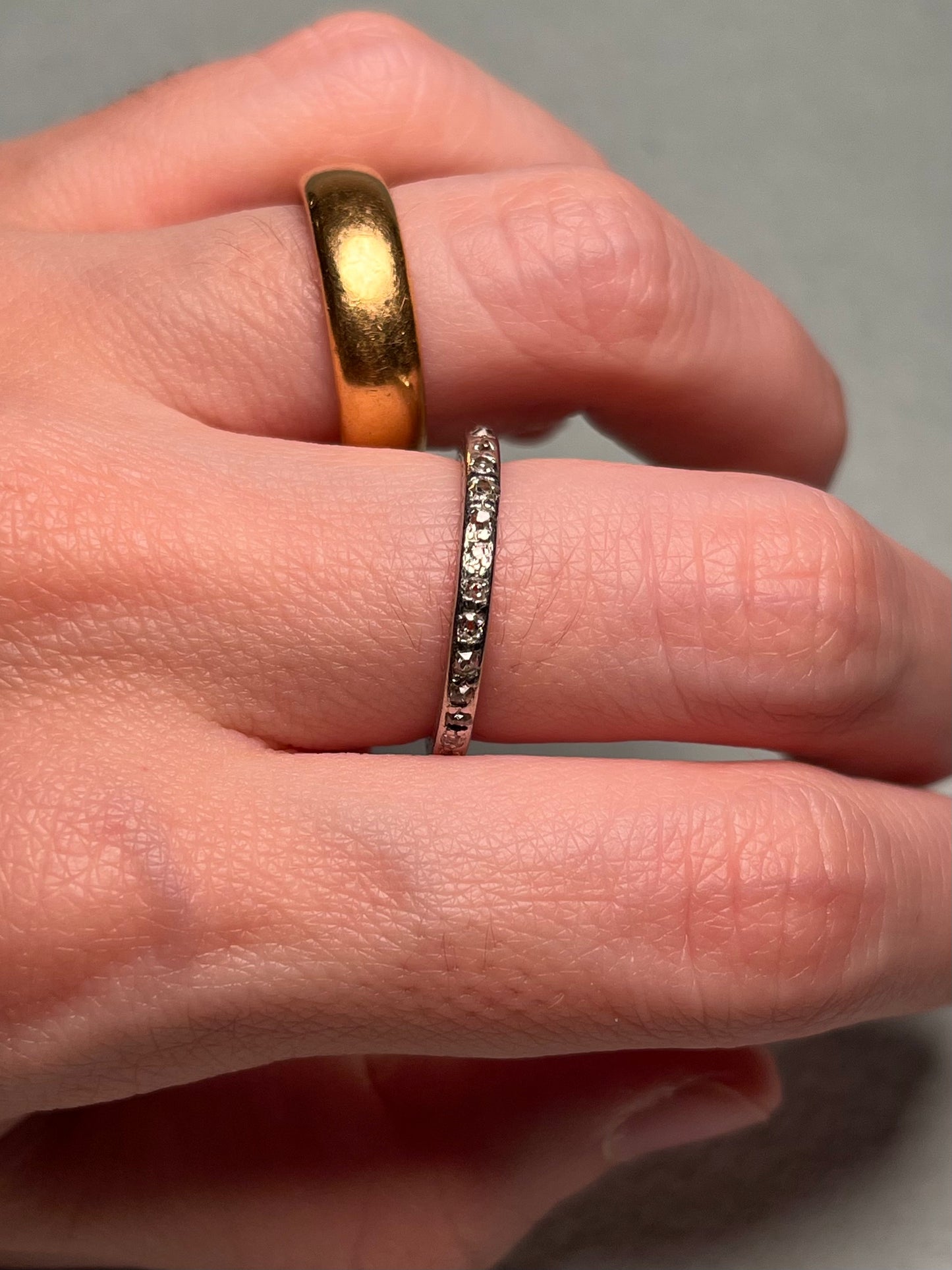 Antique Old Cut Diamond Eternity Band in Platinum