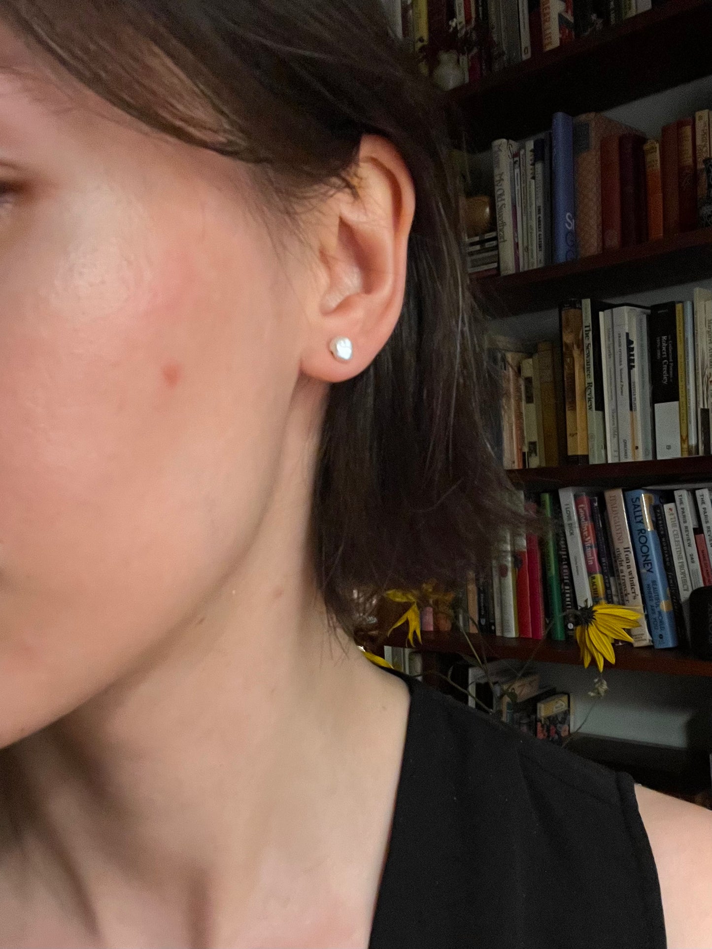 Antique Natural River Pearl Studs in 14K, Converted from Screw Backs