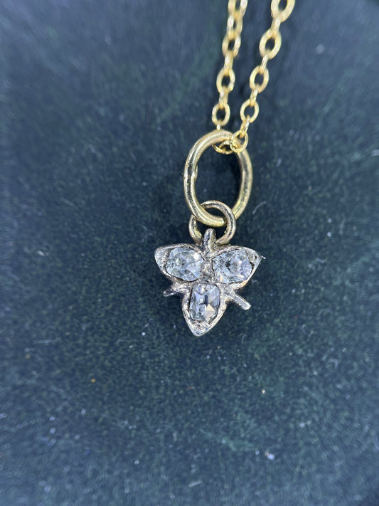 Antique Trefoil Diamond Charm in 10K, 18K and Sterling