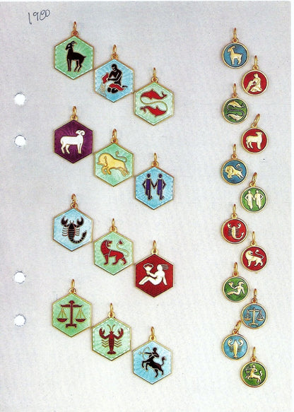 Norwegian Vintage David Andersen Sterling Zodiac Pendant with Enamel