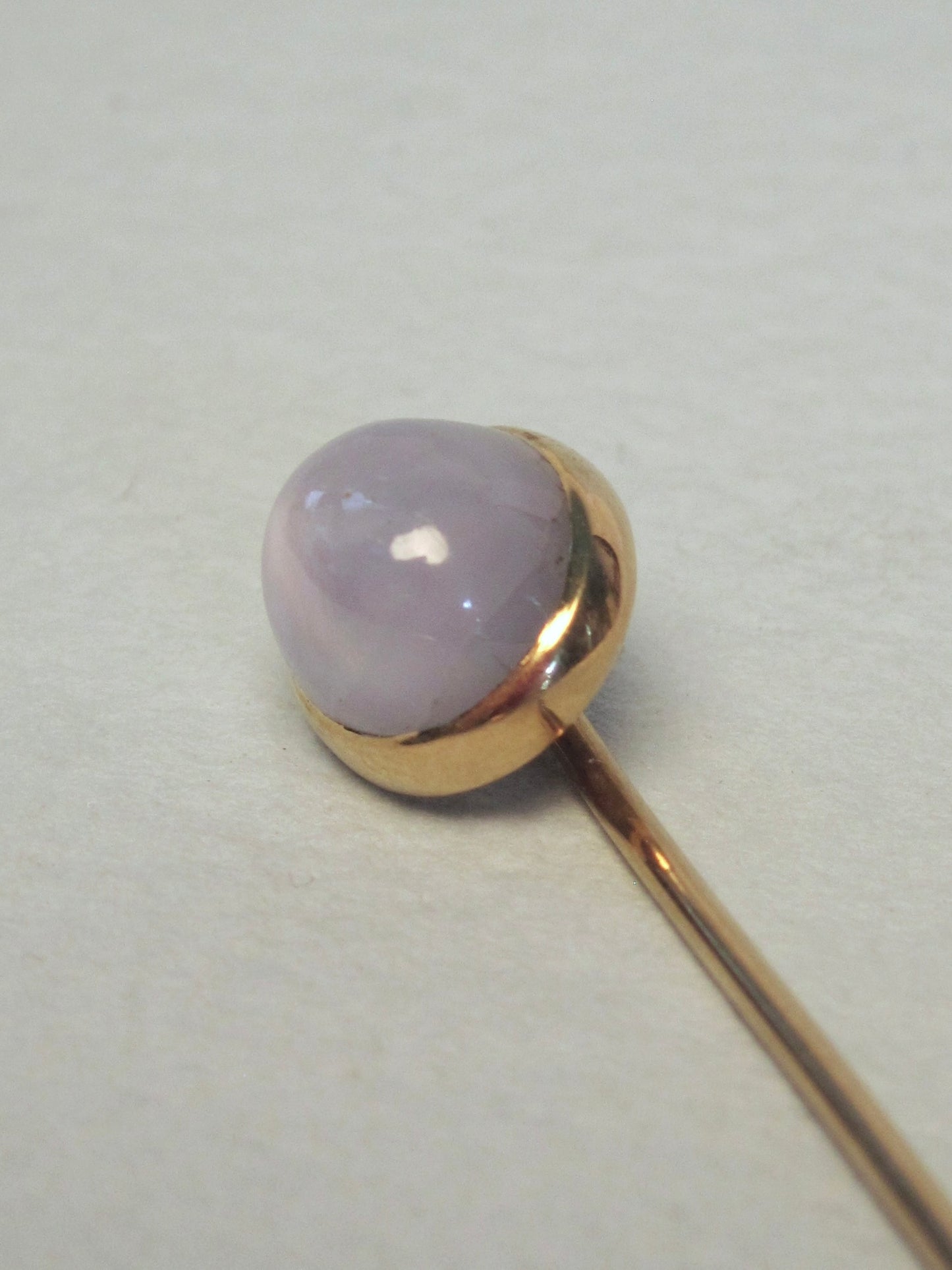 Antique 18K Yellow Gold Stick Pin with ~6ct Star Sapphire, Signed Marcus & Co
