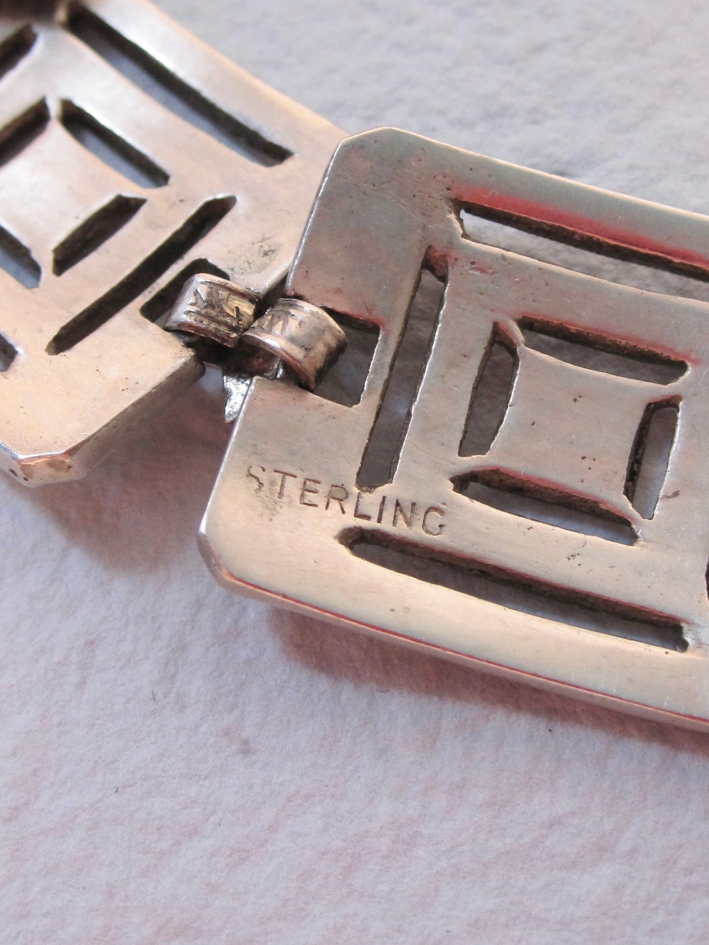 Antique Art Deco Sterling and Marcasite Panel Bracelet