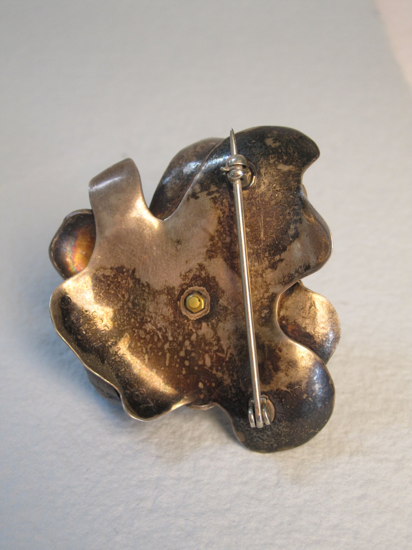 Vintage Sterling Silver and 21K Gold Modernist Artist-Made Brooch