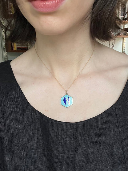 Norwegian Vintage David Andersen Sterling Zodiac Pendant with Enamel