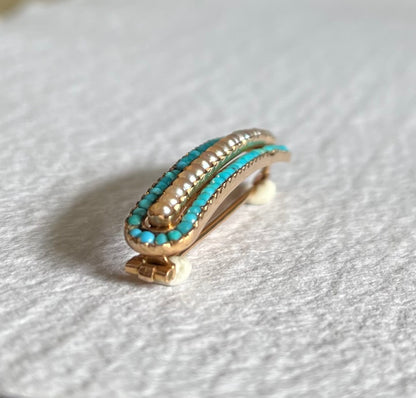 French Edwardian Turquoise and Pearl Brooch Belle Epoque