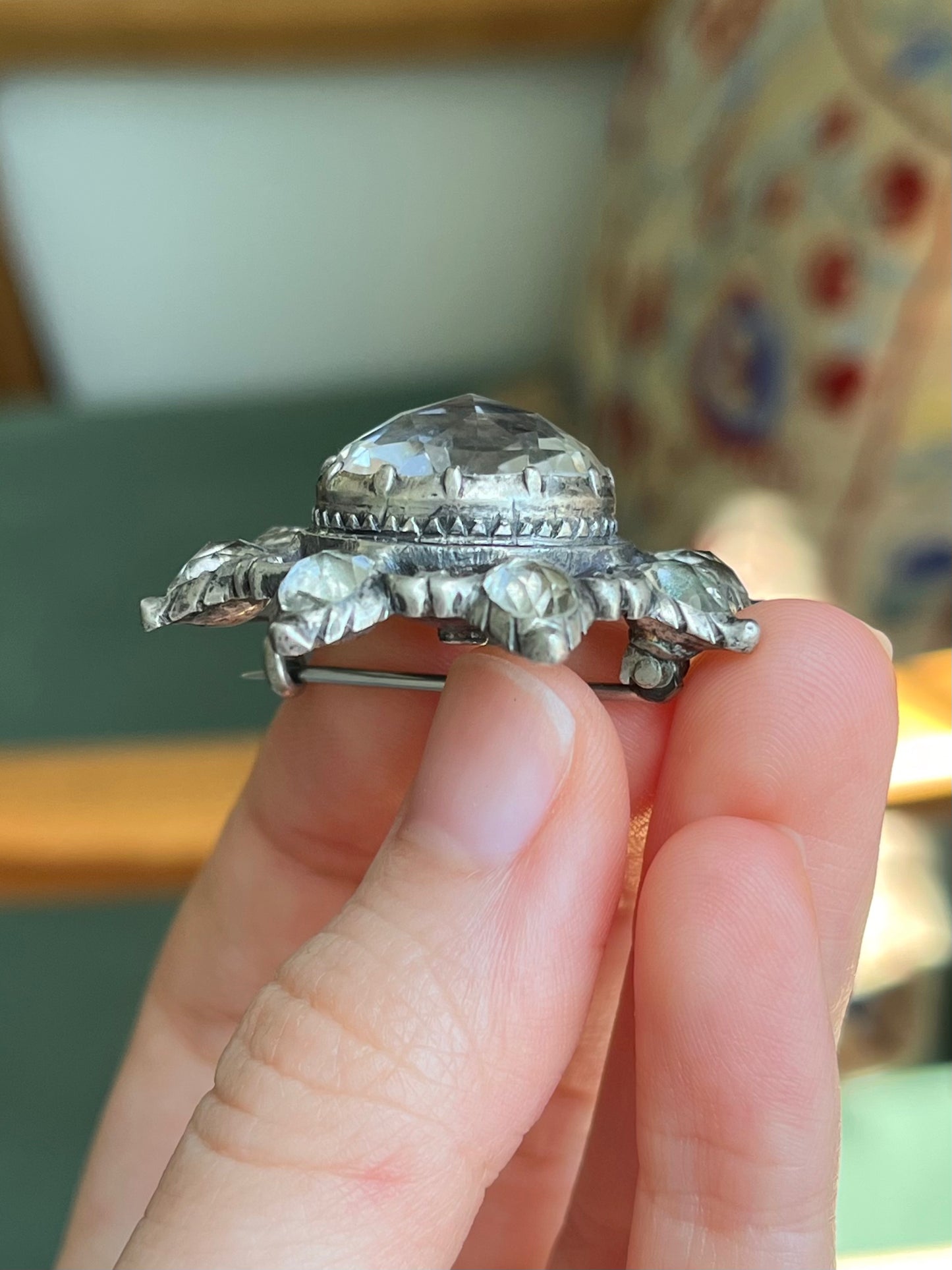 18th Century Silver and Rose Cut Rock Crystal Brooch