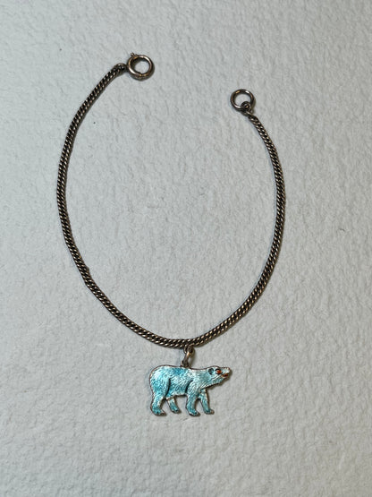 Antique Curb Link Bracelet with Enameled Polar Bear Charm
