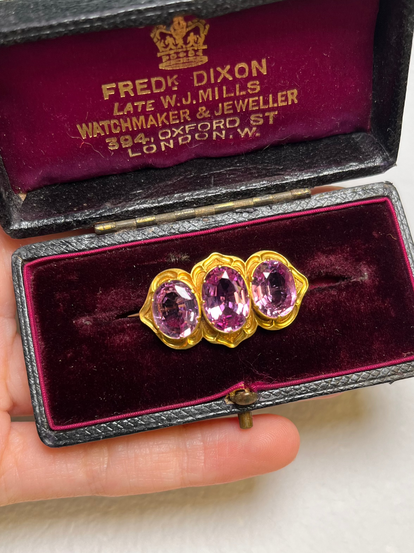 Antique 18K and Imperial Pink Topaz Brooch