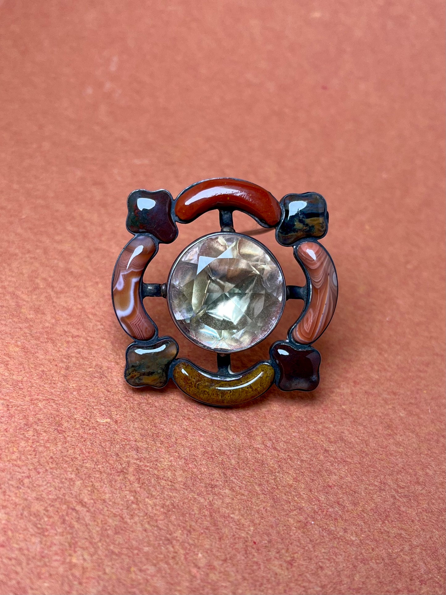 Victorian Scottish Agate and Foiled Rock Crystal Brooch
