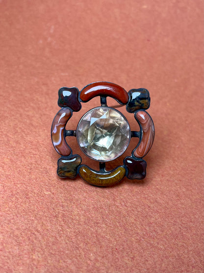 Victorian Scottish Agate and Foiled Rock Crystal Brooch