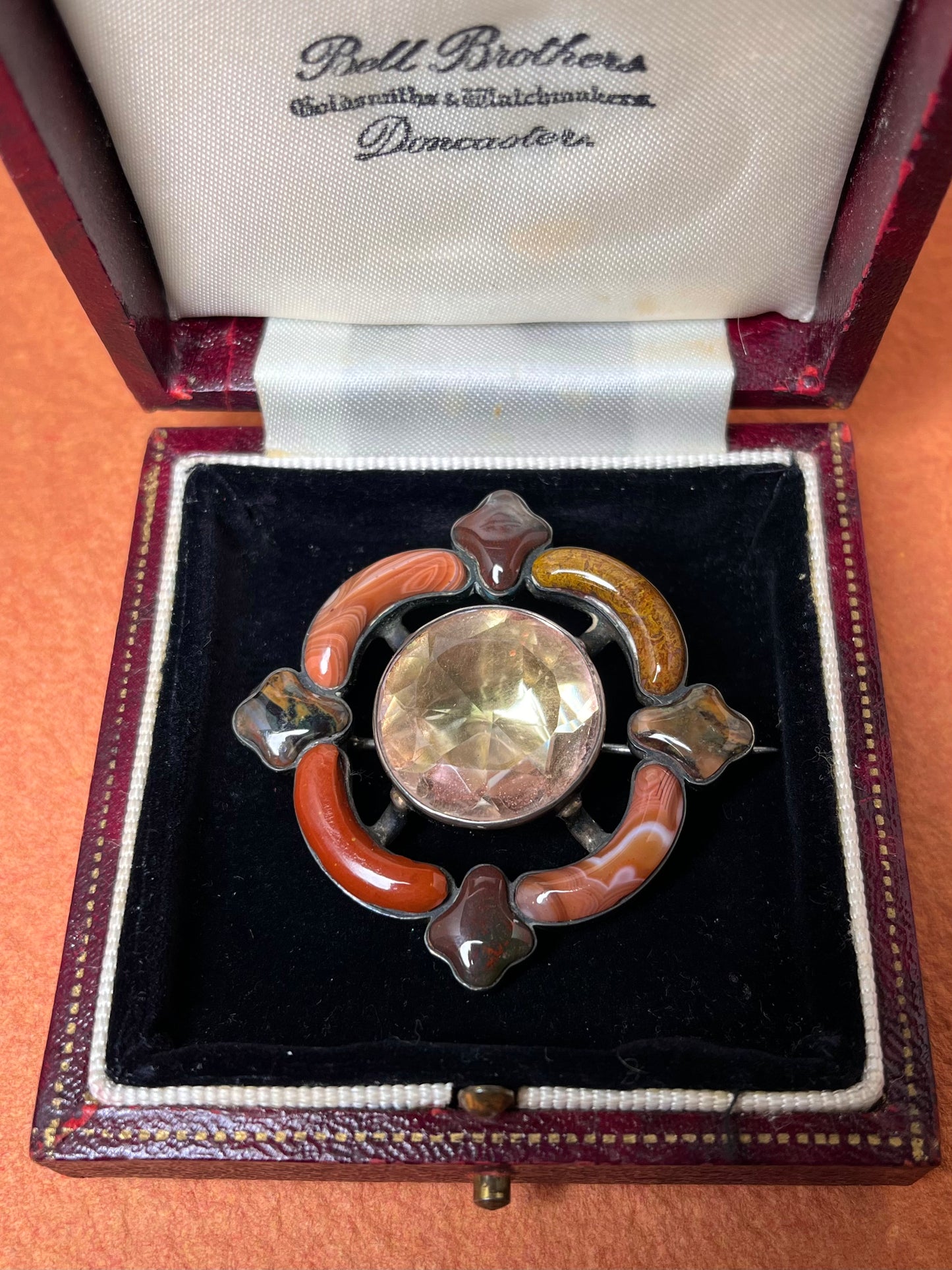 Victorian Scottish Agate and Foiled Rock Crystal Brooch