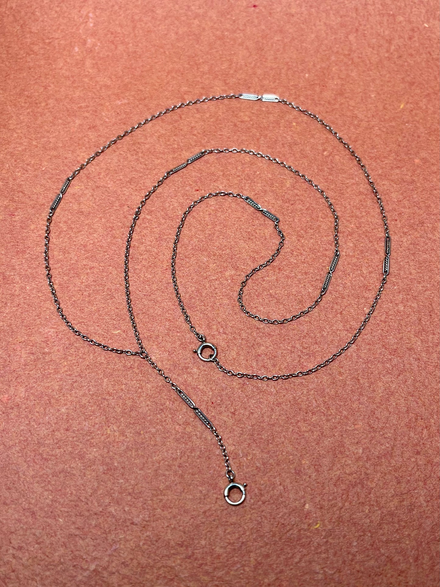 Antique 14K White Gold Lariat Chain