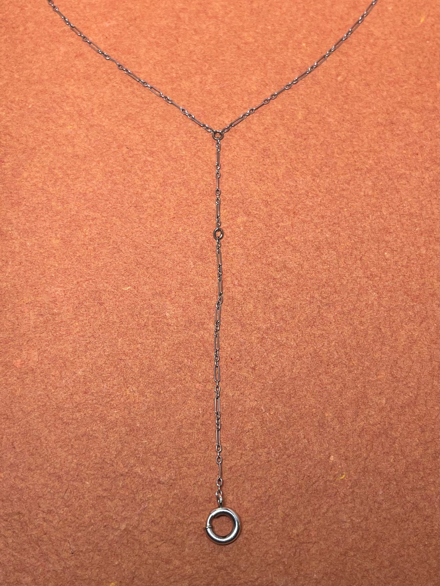 Antique White Gold Filled Lariat Chain
