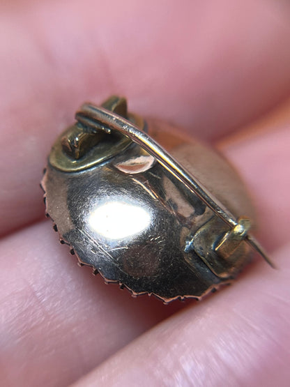 Antique Georgian Topaz Paste with Seed Pearl Halo Brooch