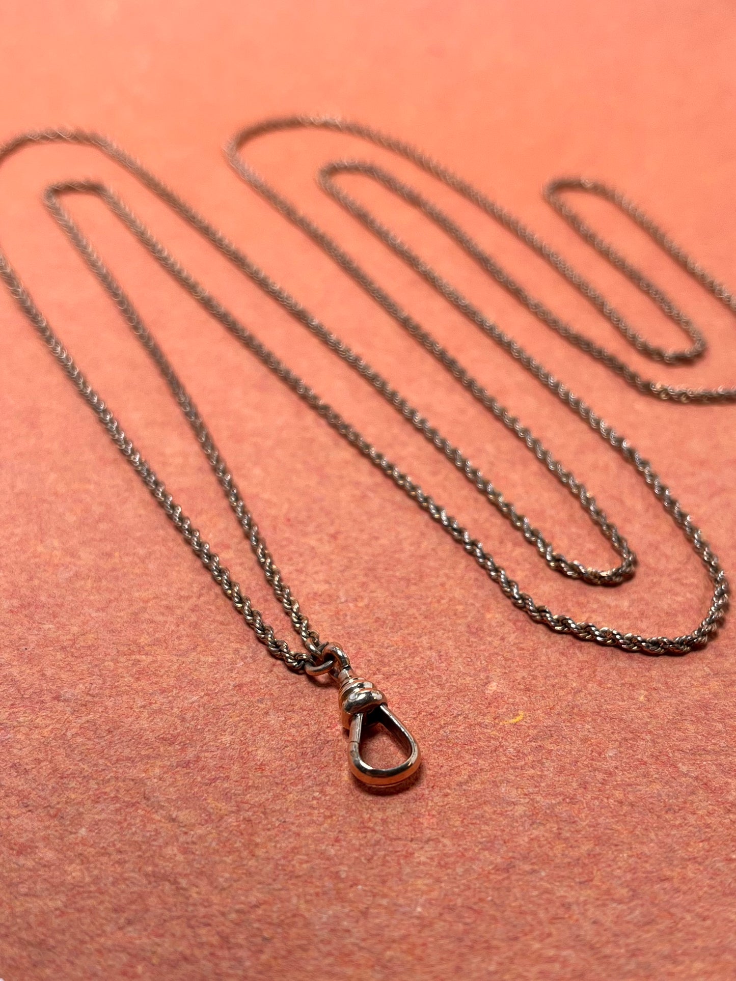 Antique Gold Filled Longuard Rope Chain with Dog Clip