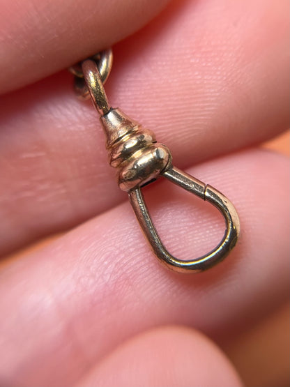 Antique Gold Filled Longuard Rope Chain with Dog Clip