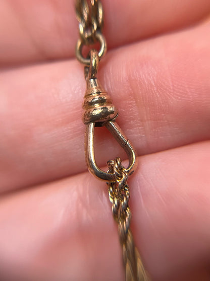 Antique Gold Filled Longuard Rope Chain with Dog Clip