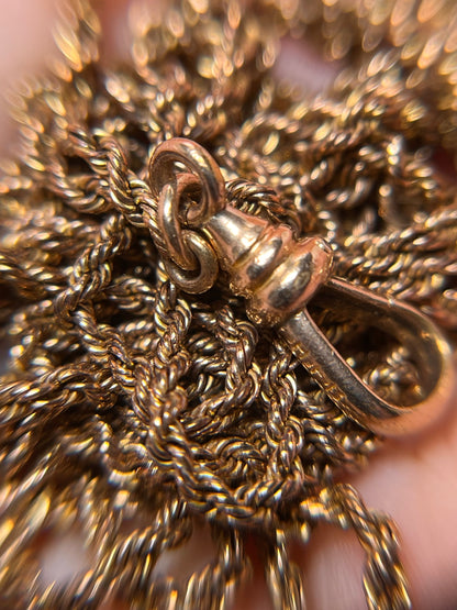 Antique Gold Filled Longuard Rope Chain with Dog Clip