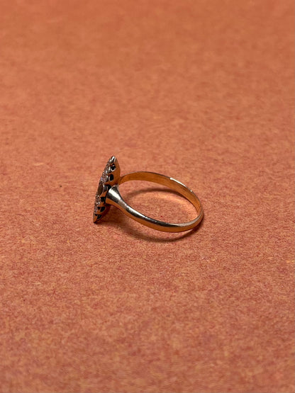 Antique 10K Diamond and Tourmaline Navette Ring