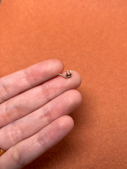 Antique 10K Tiny Stick Pin with Moonstone Orb