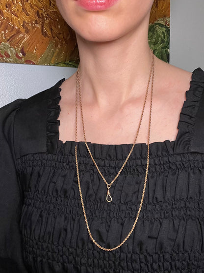 Antique Gold Filled Longuard Rope Chain with Dog Clip