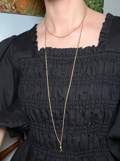 Antique Gold Filled Longuard Rope Chain with Dog Clip