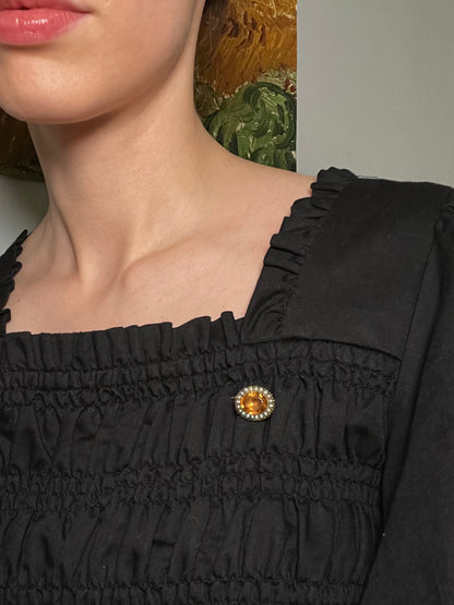 Antique Georgian Topaz Paste with Seed Pearl Halo Brooch