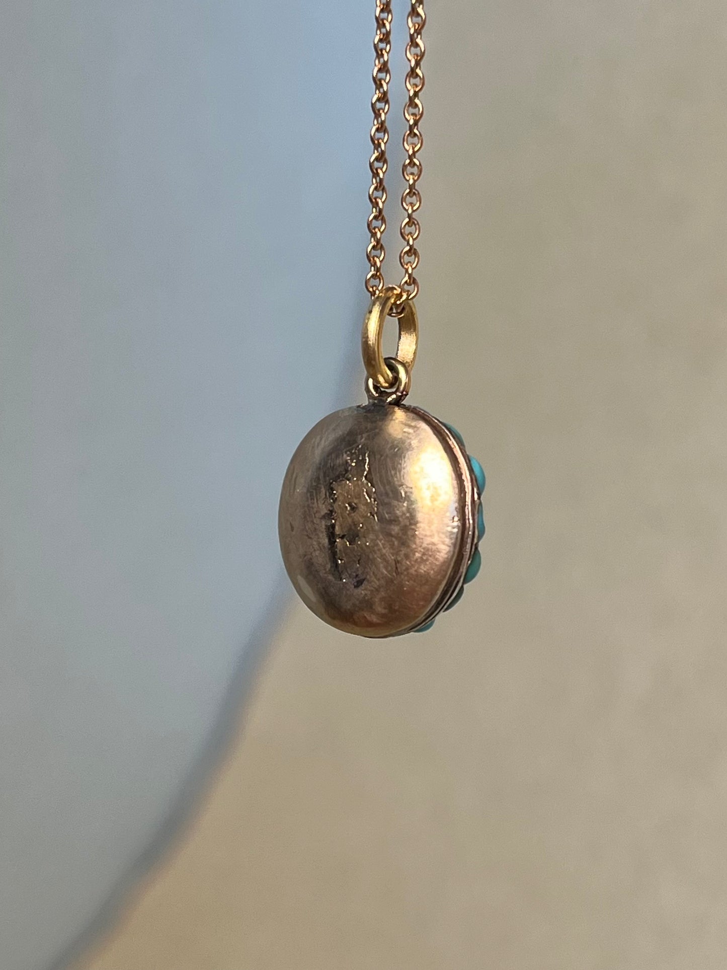 Victorian Turquoise Pavé and Rose Cut Diamond Pendant
