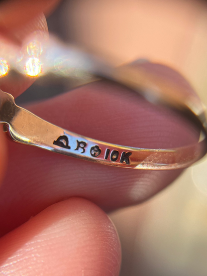 Antique 10K Rosy Gold Ring with Sapphires and Opals