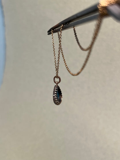 Victorian Turquoise and Rose Cut Diamond Teardrop Charm