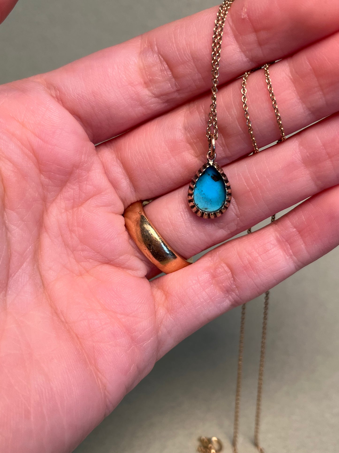 Victorian Turquoise and Rose Cut Diamond Teardrop Charm