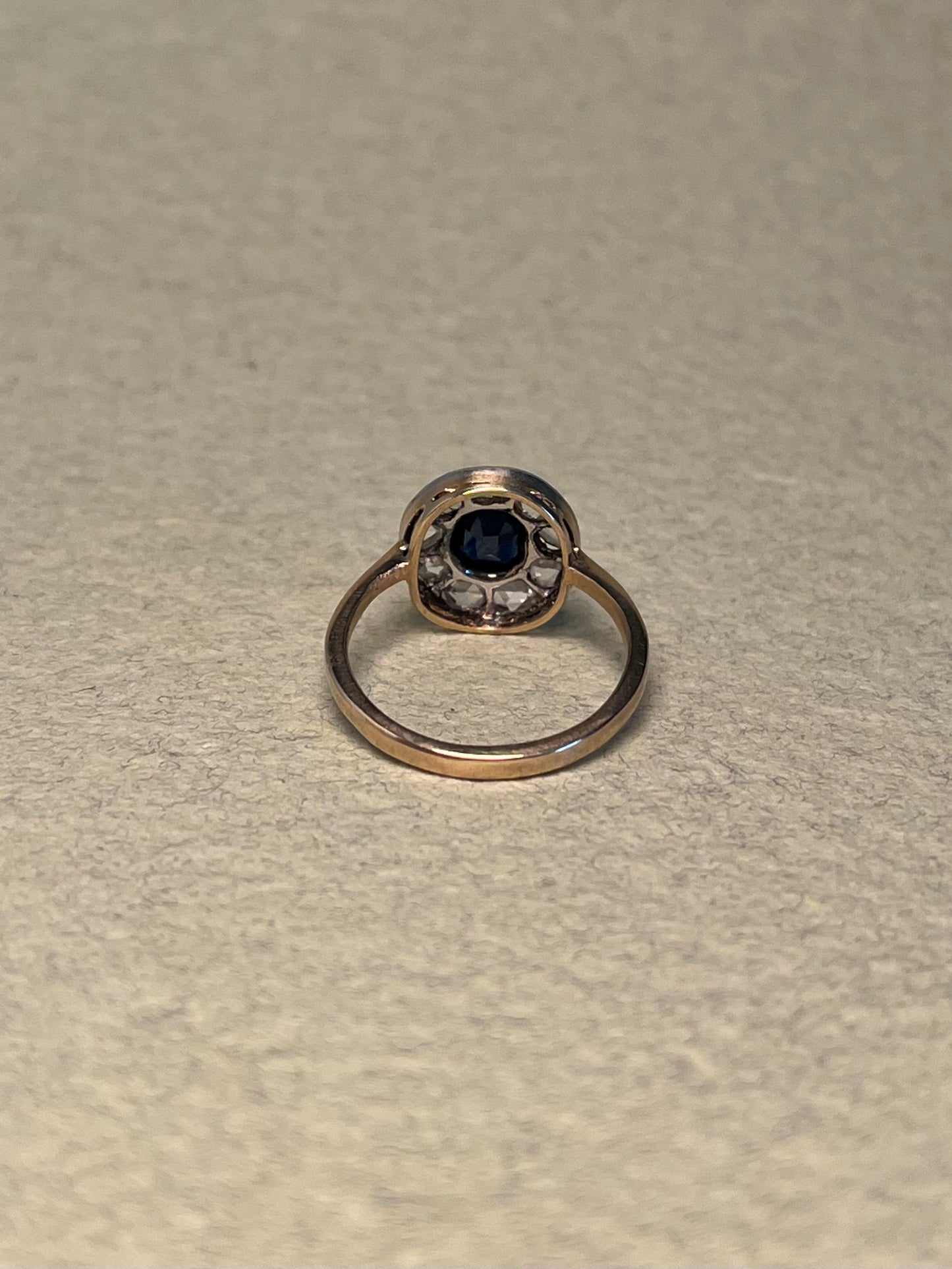 Edwardian Rose Cut Diamond and Sapphire Target Ring