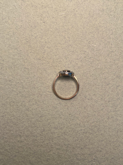 Edwardian Rose Cut Diamond and Sapphire Target Ring