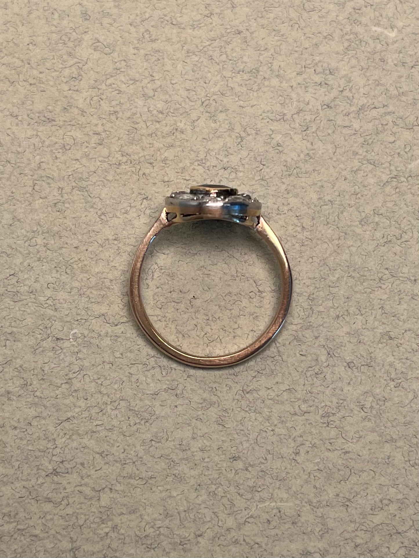 Edwardian Rose Cut Diamond and Sapphire Target Ring