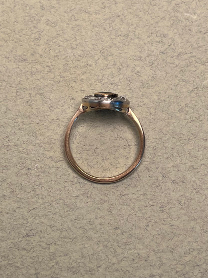 Edwardian Rose Cut Diamond and Sapphire Target Ring