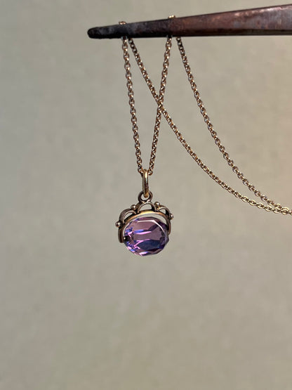 Victorian 10K and 14K Miniature Amethyst Fob Charm