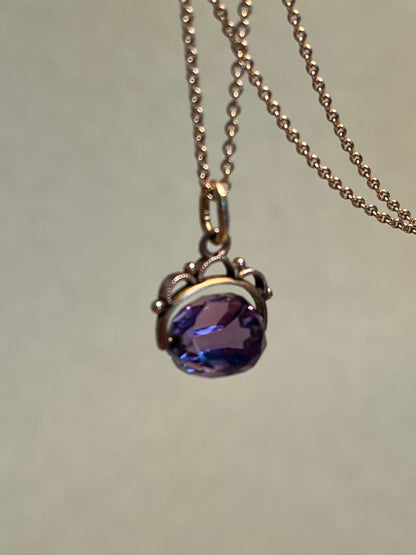 Victorian 10K and 14K Miniature Amethyst Fob Charm