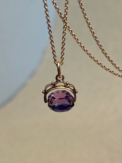 Victorian 10K and 14K Miniature Amethyst Fob Charm